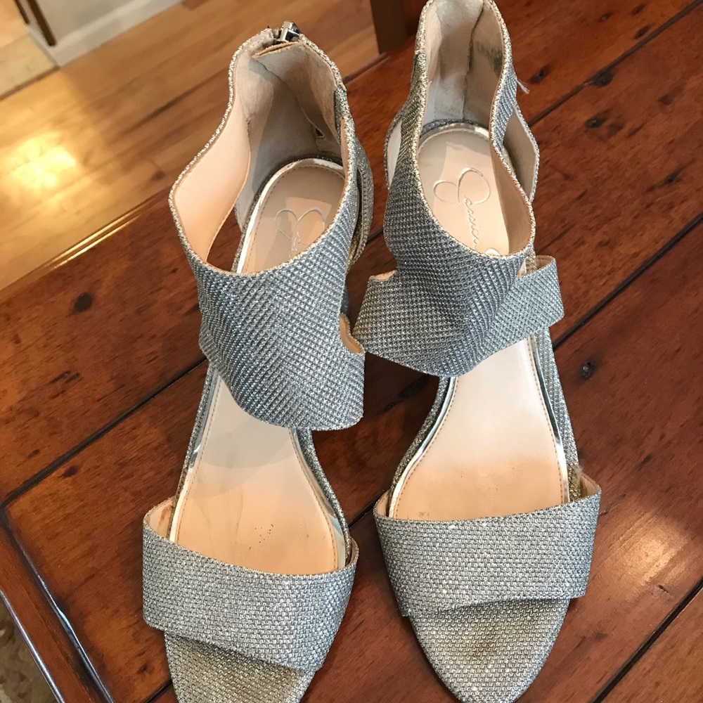 Jessica Simpson Sparkly Silver shoes